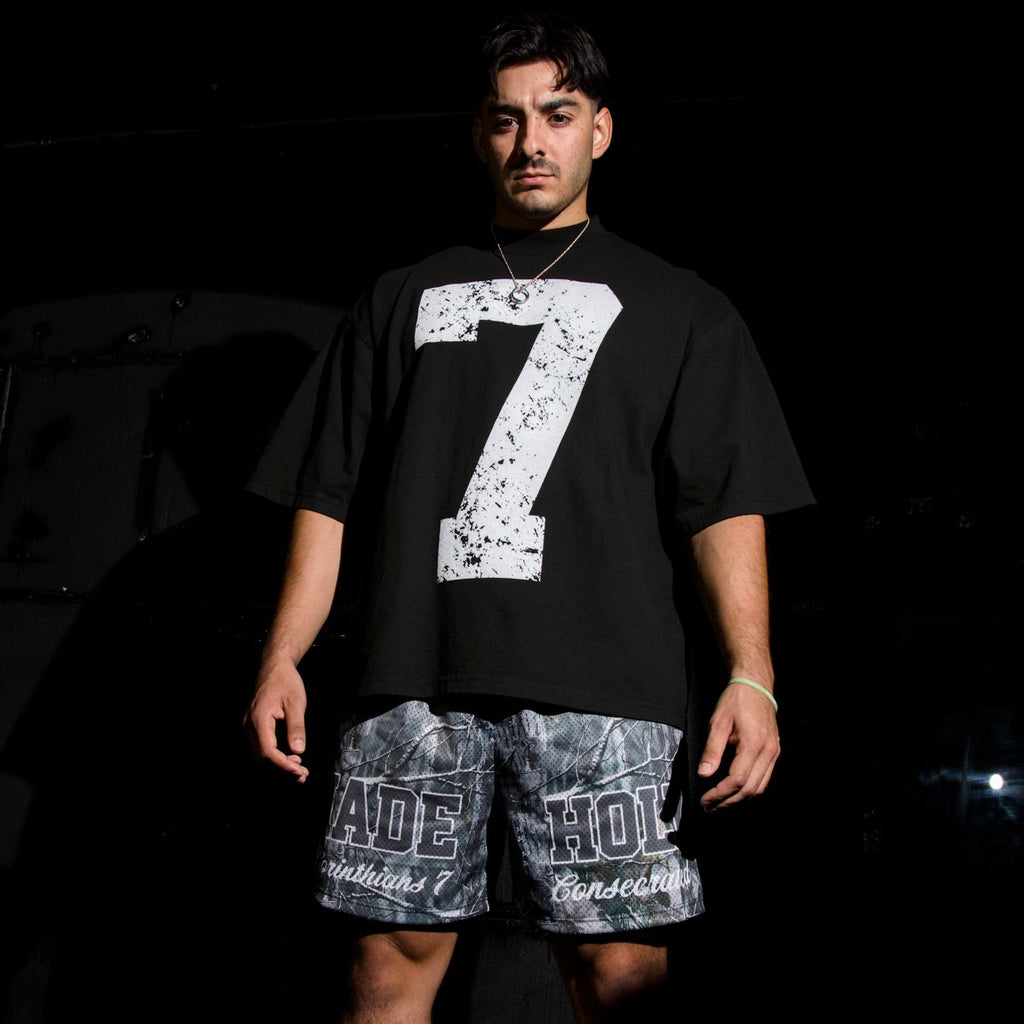 70x7 Drop Shoulder Tee (Super Oversized) - Black