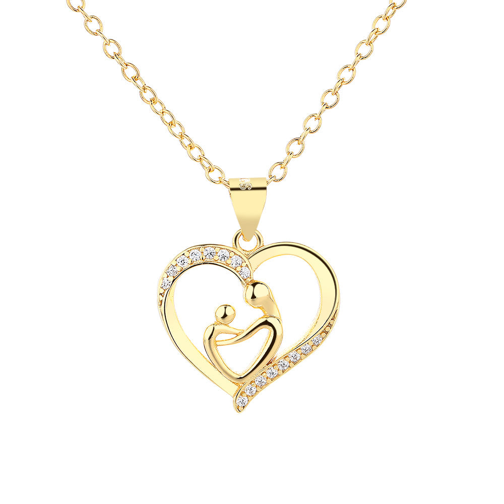 14K Gold	Motherhood pendant necklace with crystals (Mother's Day)