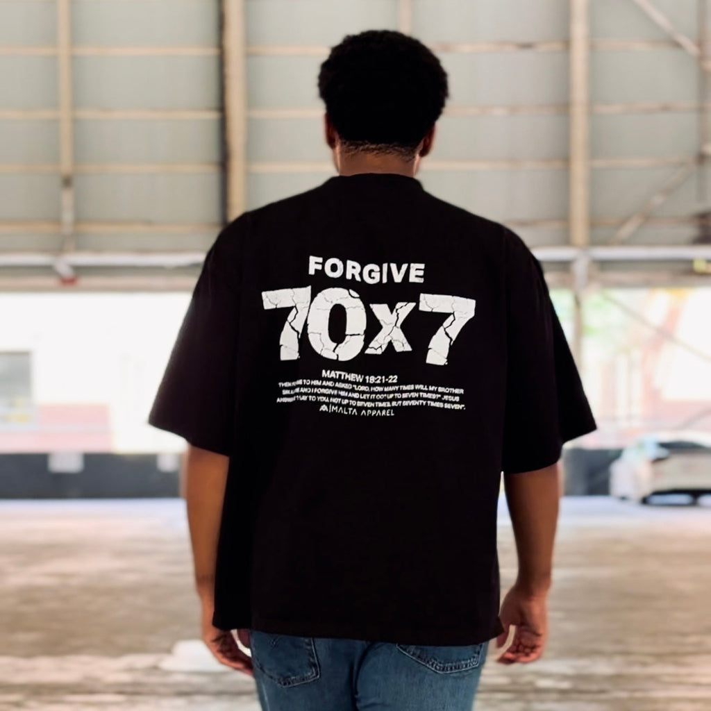 70x7 Drop Shoulder Tee (Super Oversized) - Black