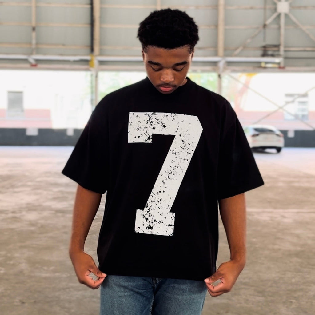70x7 Drop Shoulder Tee (Super Oversized) - Black