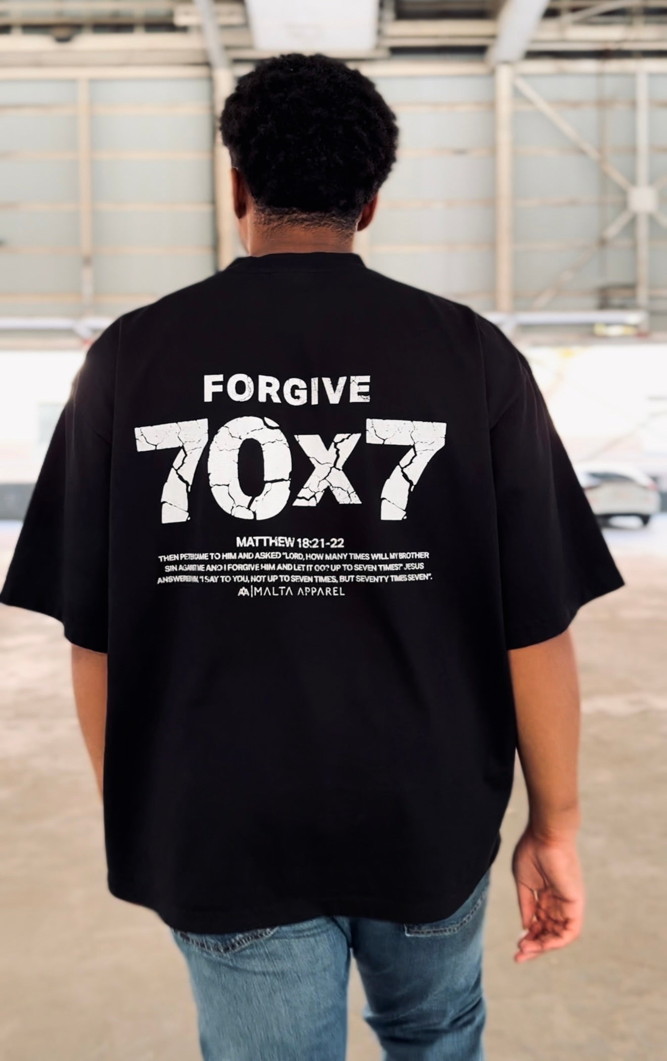 70x7 Drop Shoulder Tee (Super Oversized) - Black